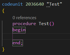 codeunit 2036640 
O references 
"Test" 
procedure Test() 
egl 
nd; 